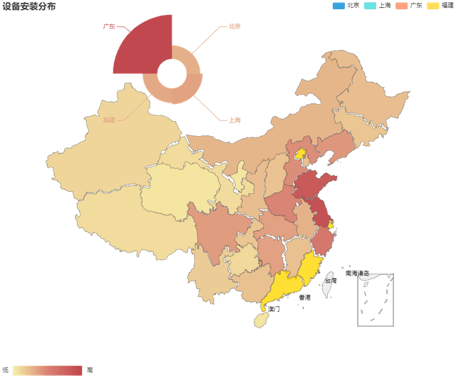 地图多选联动饼图